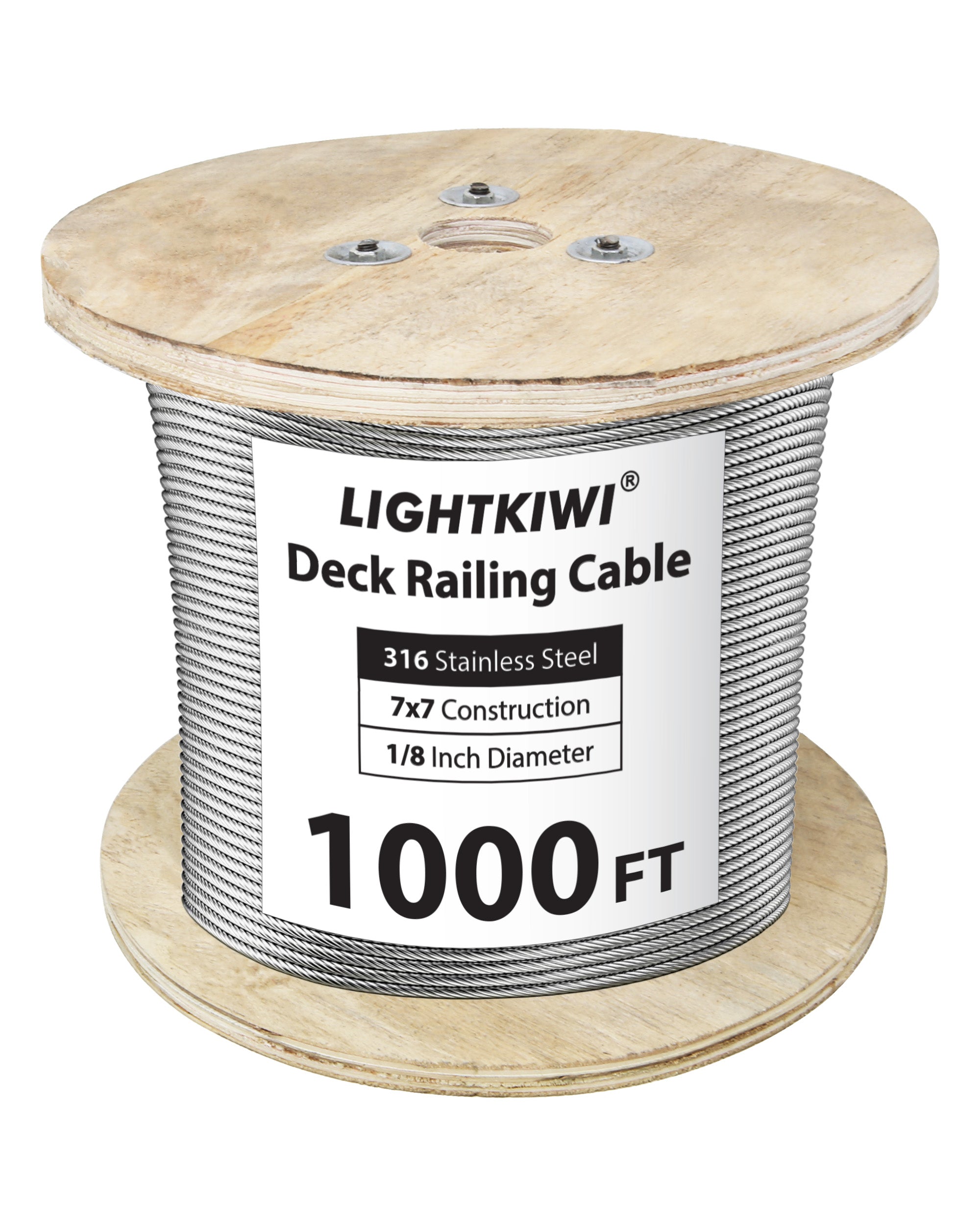 1000FT Deck Railing Cable 1/8 7x7 Braided T316 Stainless Wire