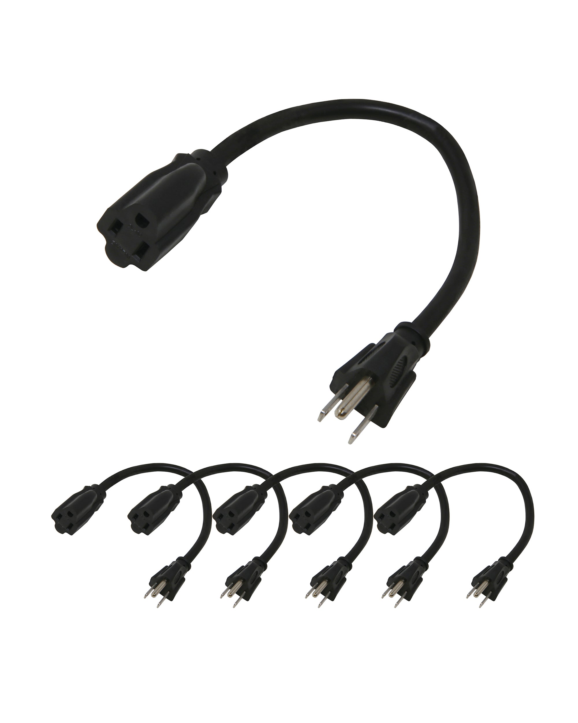 14AWG Power Extension Cord 1ft, 6-Pack