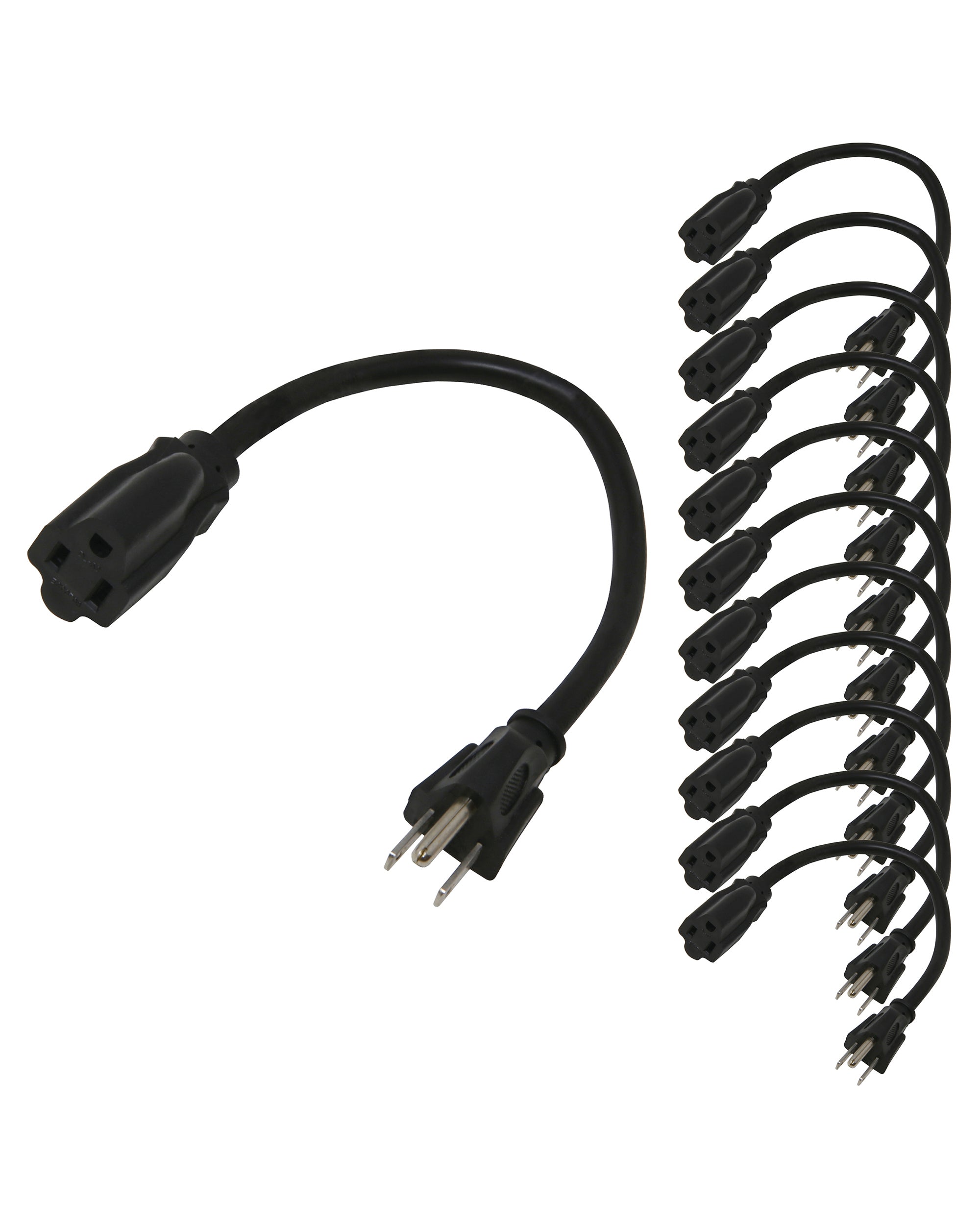 16AWG Power Extension Cord 1ft, 12-Pack