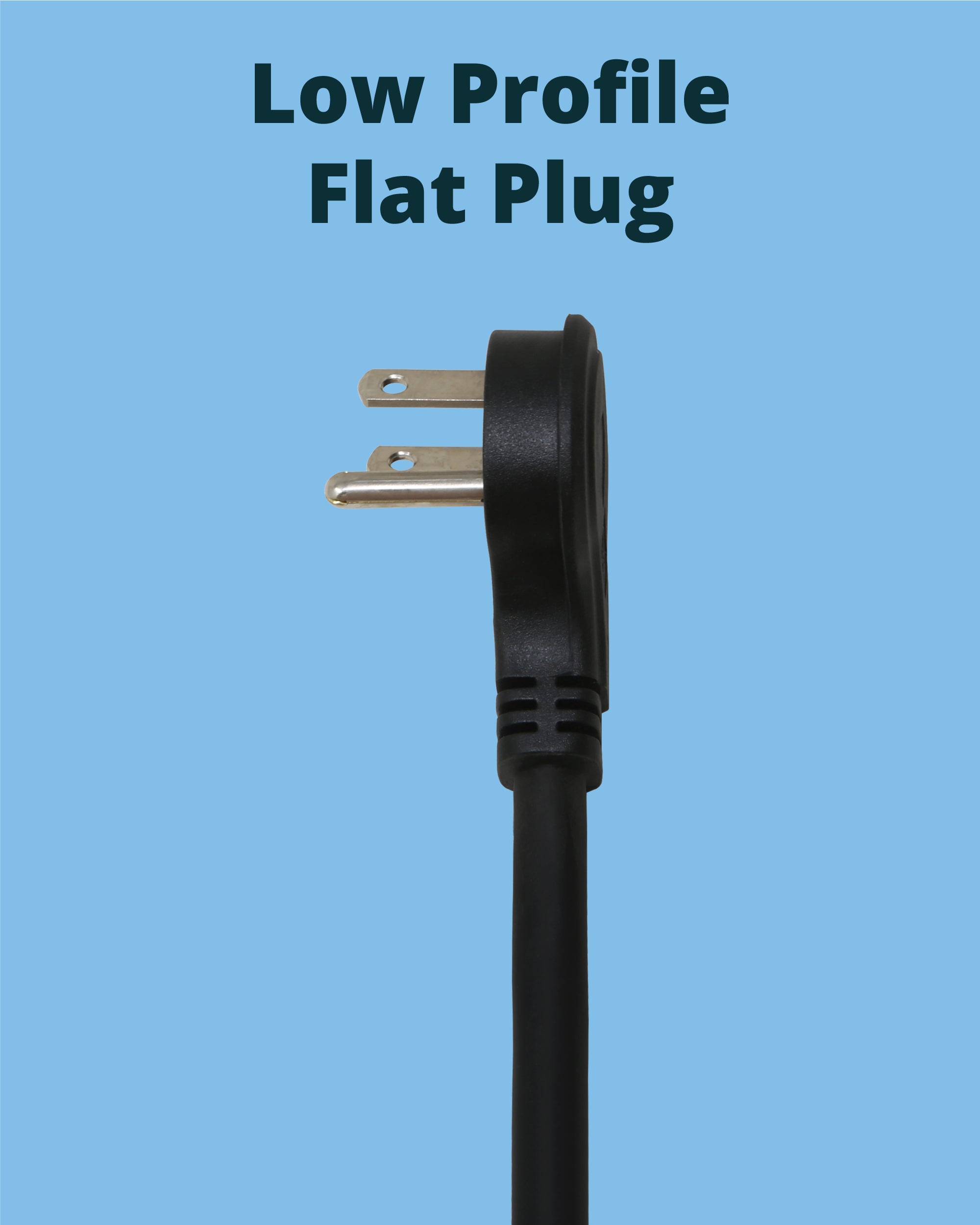 14AWG Flat Plug Power Extension Cord 1ft
