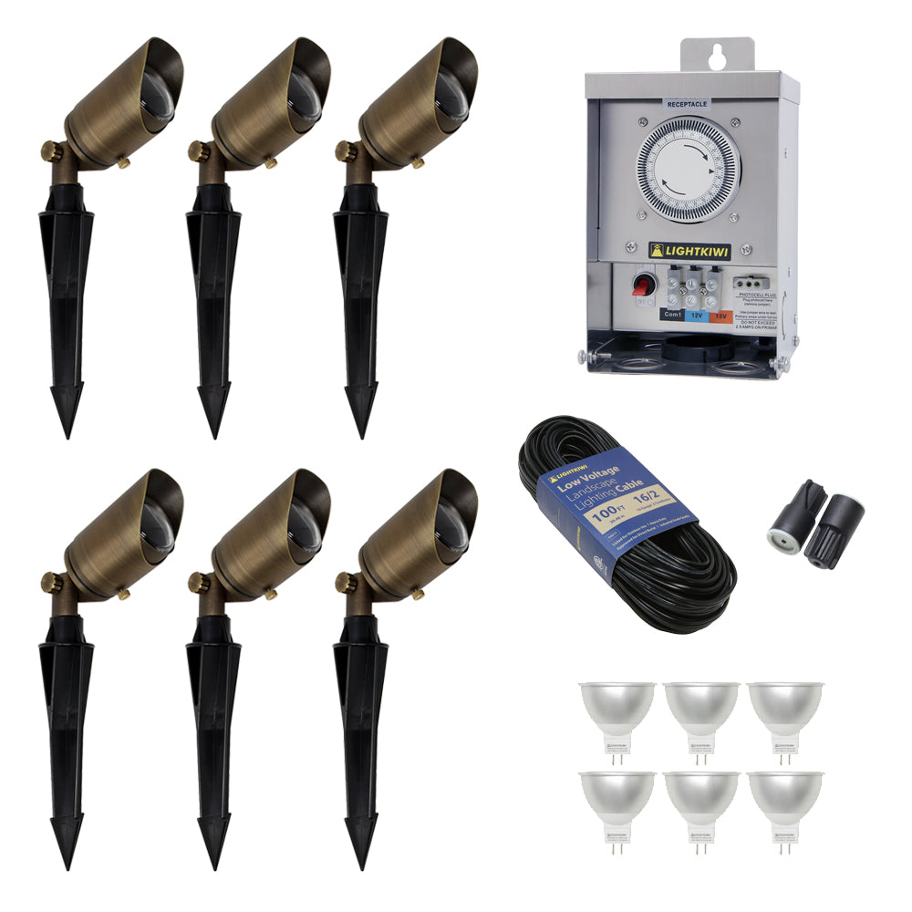 Low Voltage LED Landscape Lighting Kit - (6) Spotlight Kit