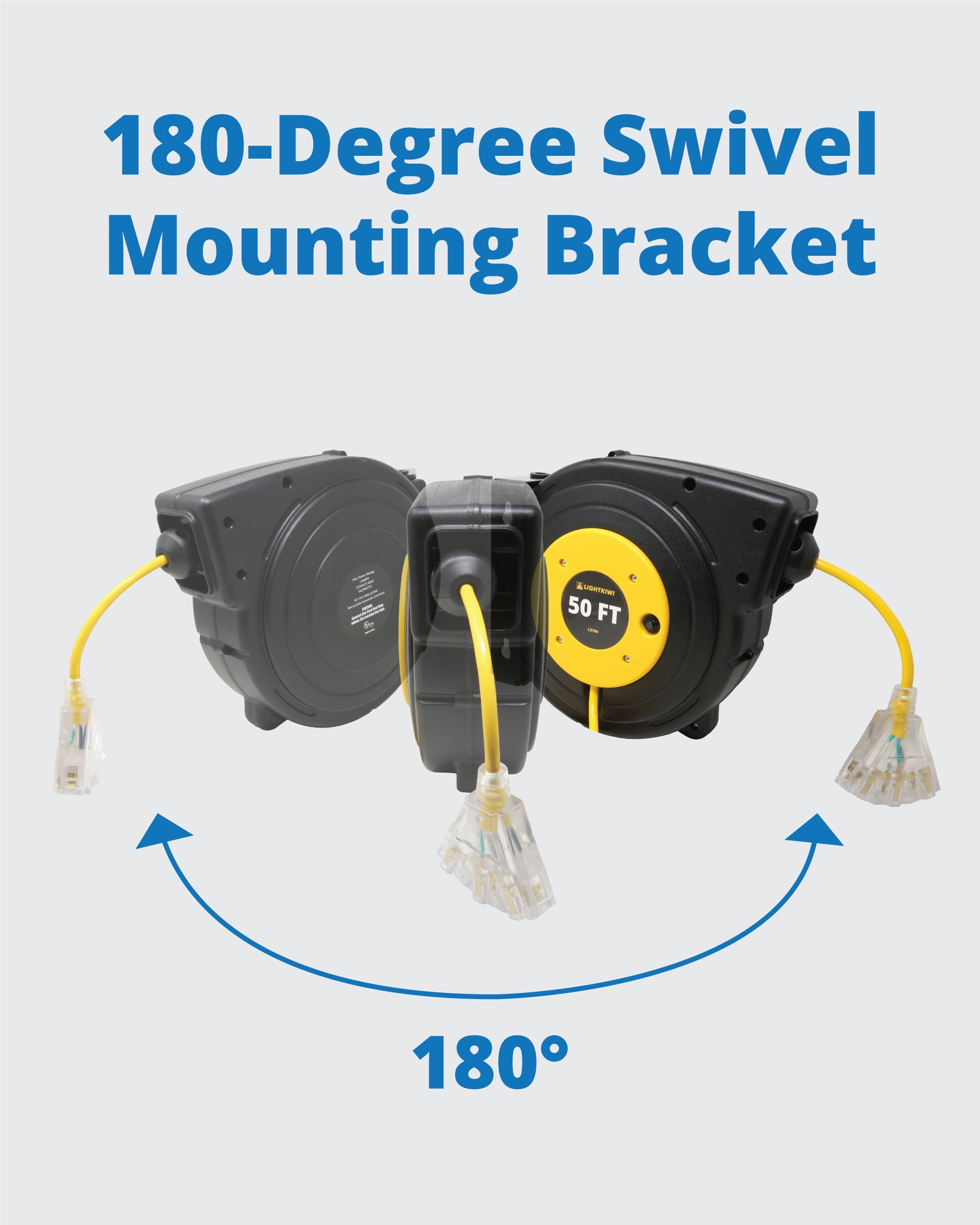 retractable extension cord reel 50ft - 2