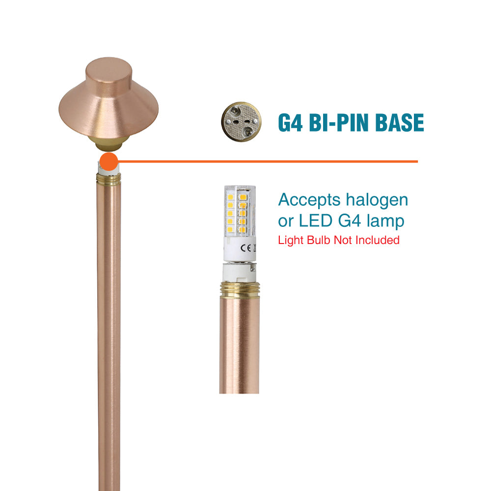 Top Hat Path & Area Light for Low Voltage Landscape Lighting [Copper]