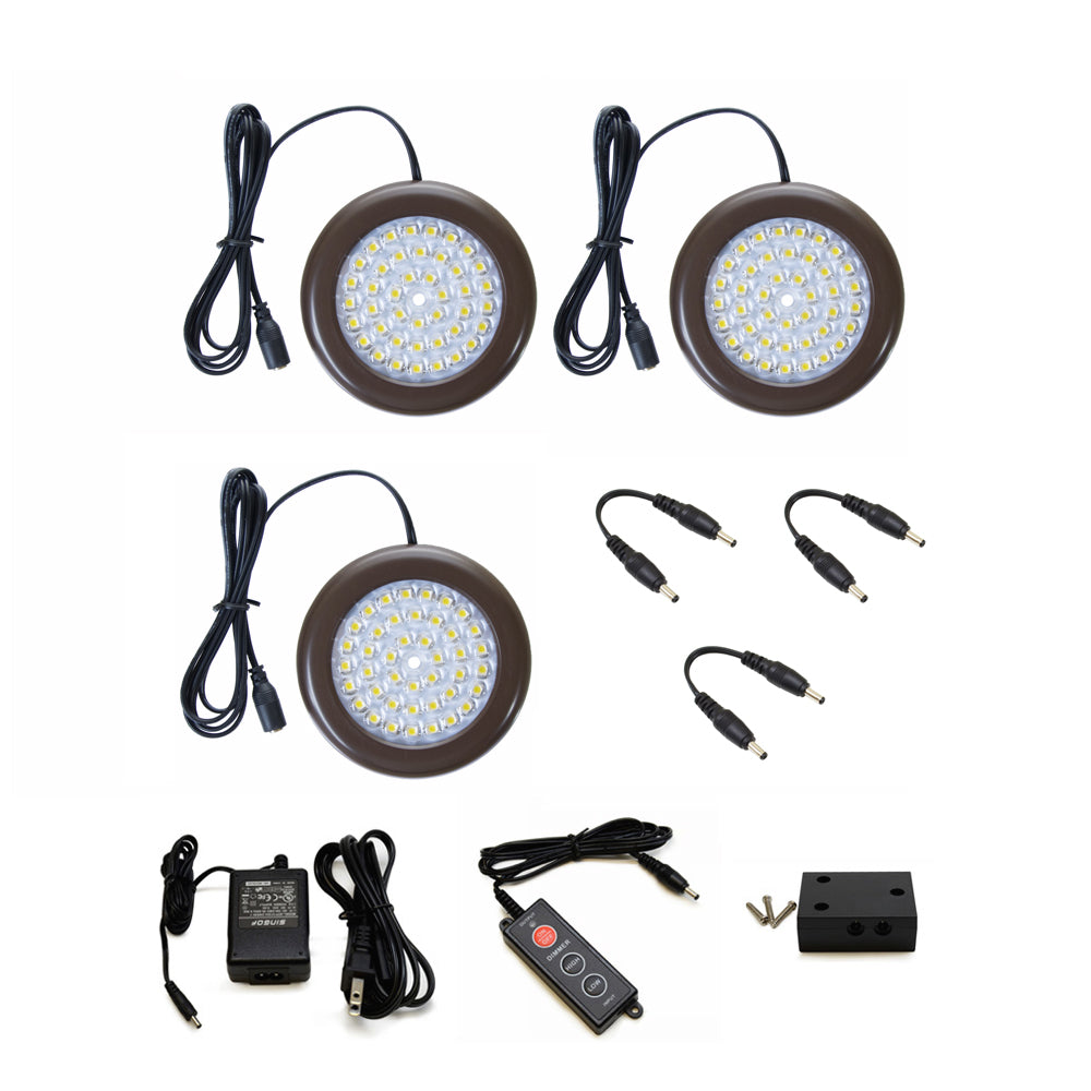 3.5 inch Cool White LED Puck Lights - Premium Kit (3 Pack) | Lightkiwi