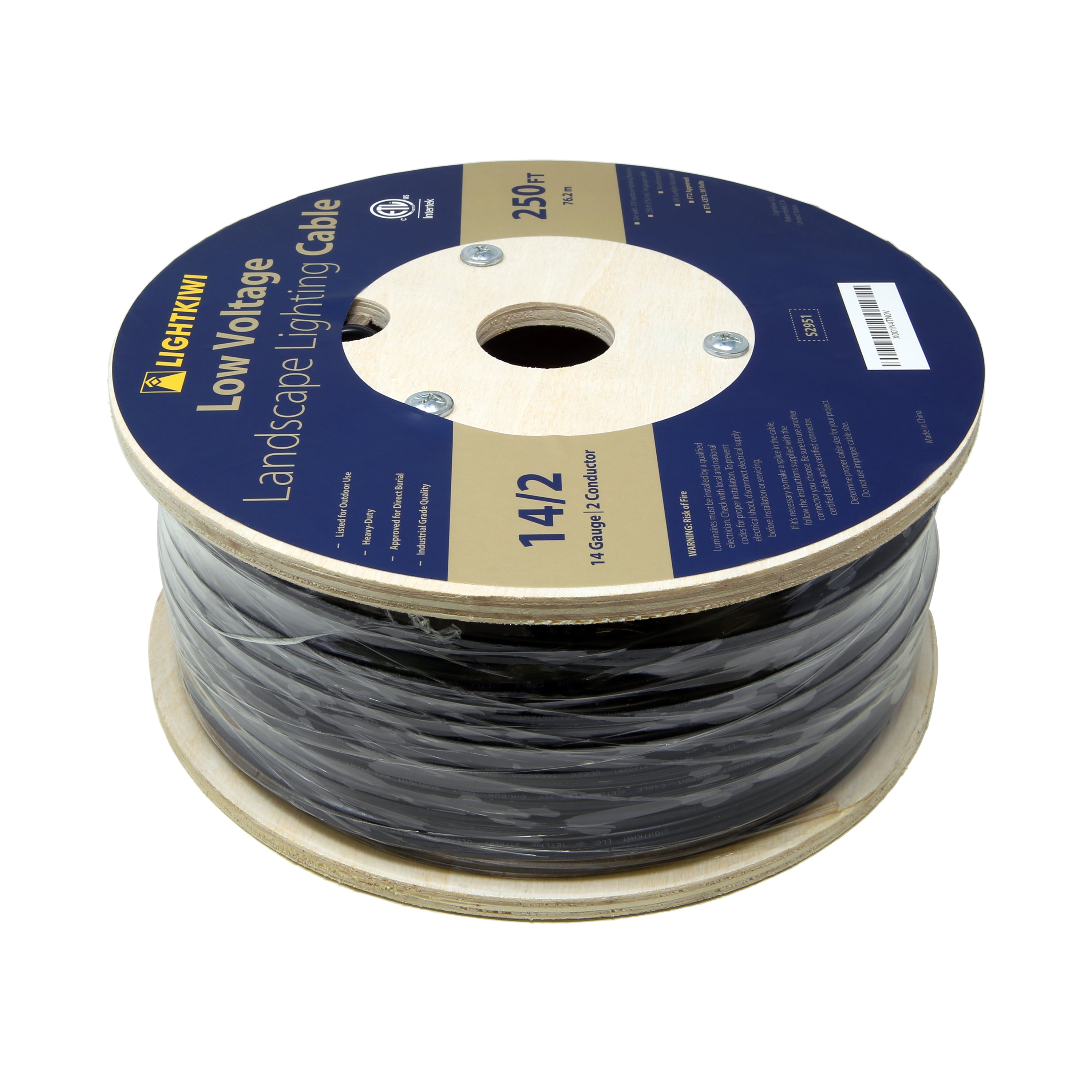 14AWG 2-Conductor Direct Burial Wire for Low Voltage Landscape Lighting, 250ft