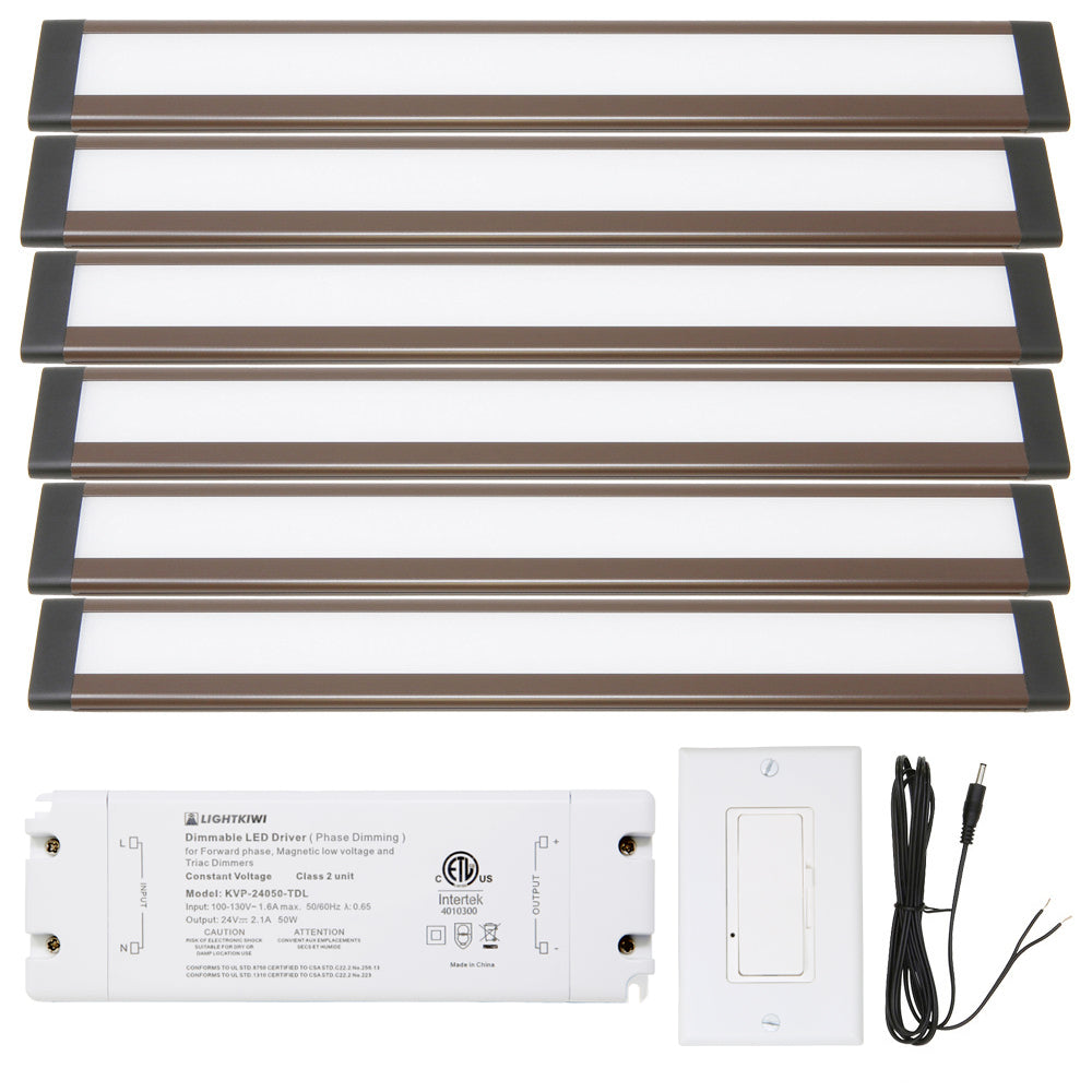 Dunn 12 Inch Warm White Modular LED Under Cabinet Lighting - Hardwire Kit (6 Panel)