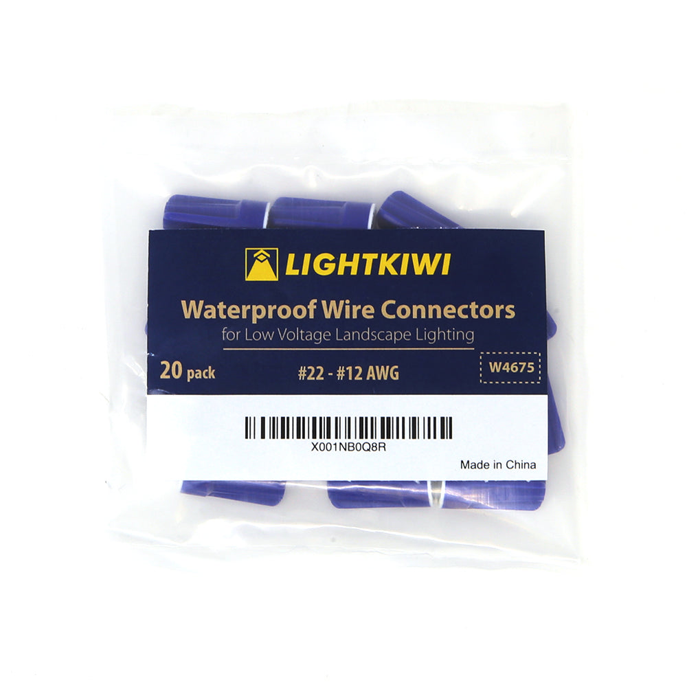 Waterproof Wire Connector (#22 - #12 AWG) for Low Voltage Landscape Lighting - 20 Pack