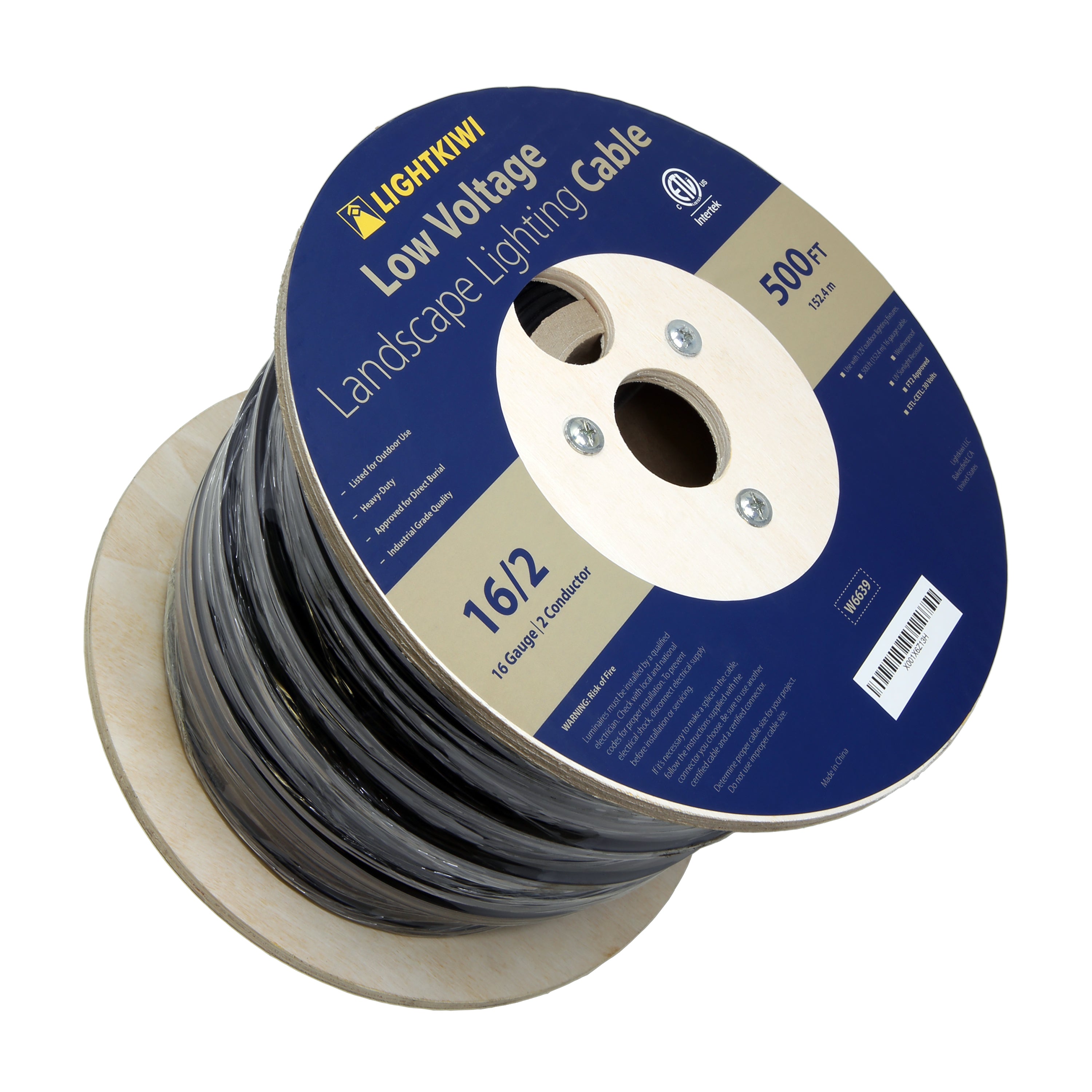 16AWG 2-Conductor Direct Burial Wire for Low Voltage Landscape Lighting, 500ft