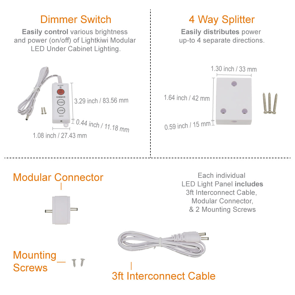 Lilium 12 Inch Warm White Modular LED Under Cabinet Lighting - Premium Kit (3 Panel)