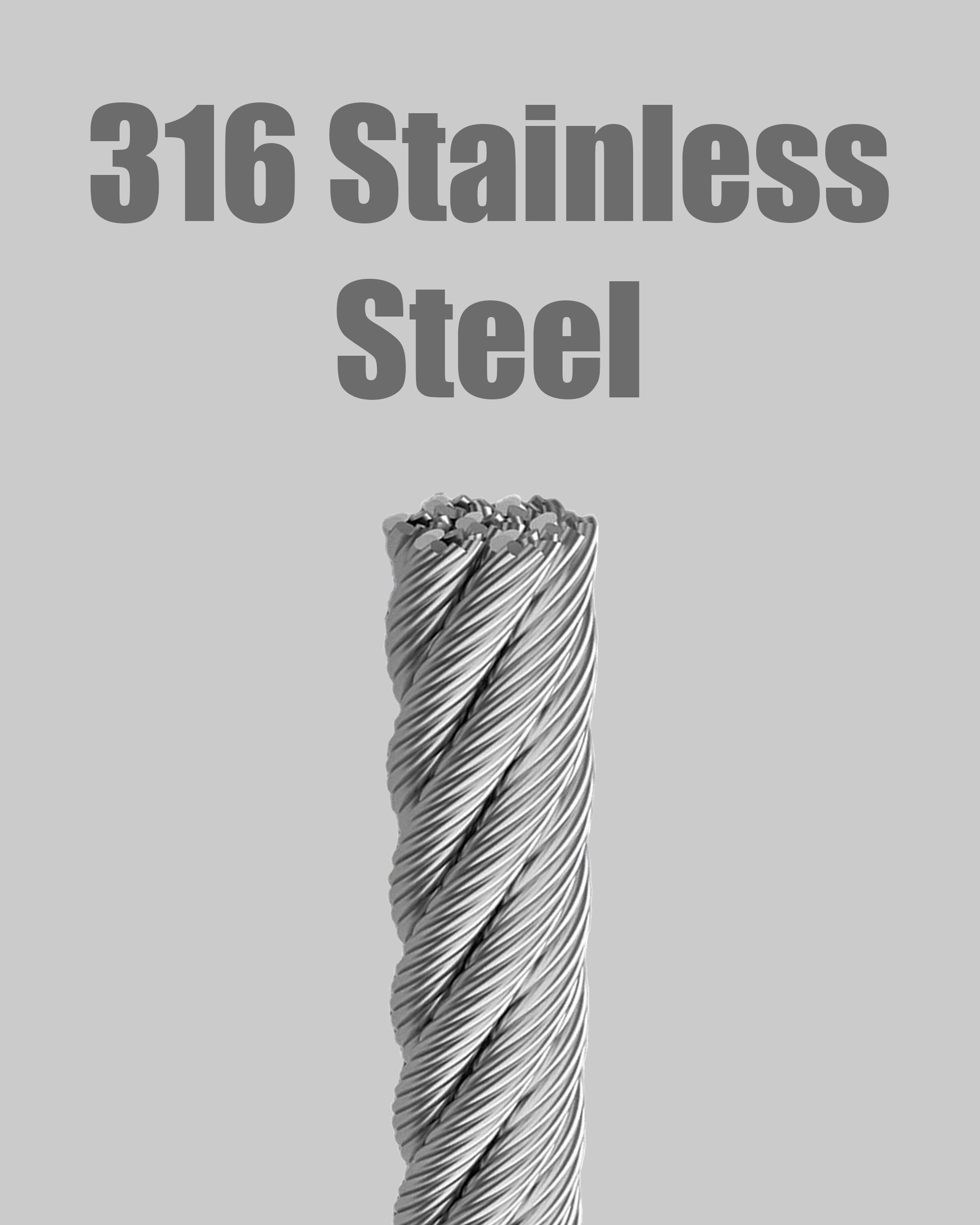 500FT 3/16" 7x7 Strands Construction Braided Stainless Wire Premium 316 Stainless Steel Deck Cable Railing for Outdoor, DIY Metal Wire Railing, Balustrades Projects