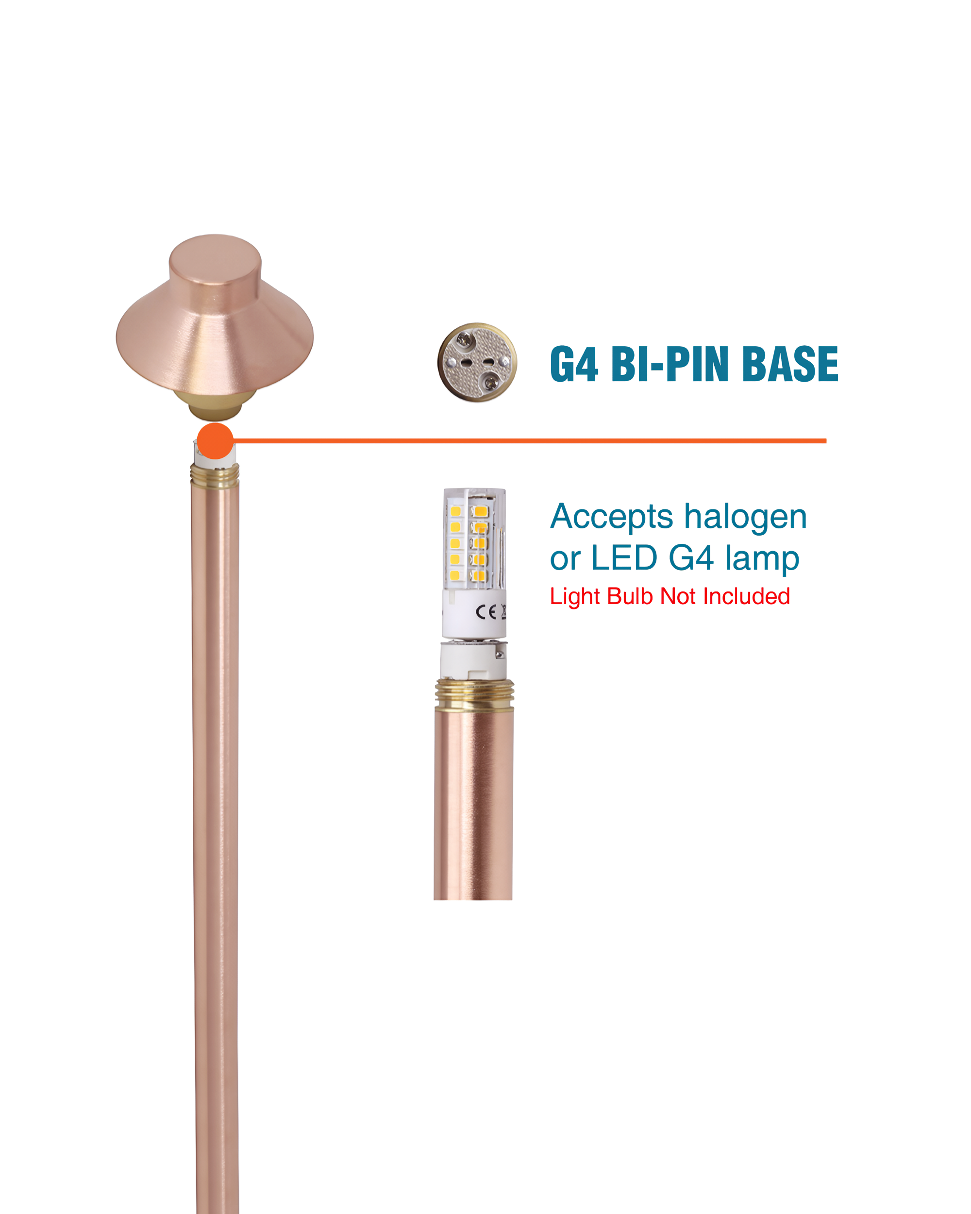 Top Hat Path & Area Light for Low Voltage Landscape Lighting [Copper]