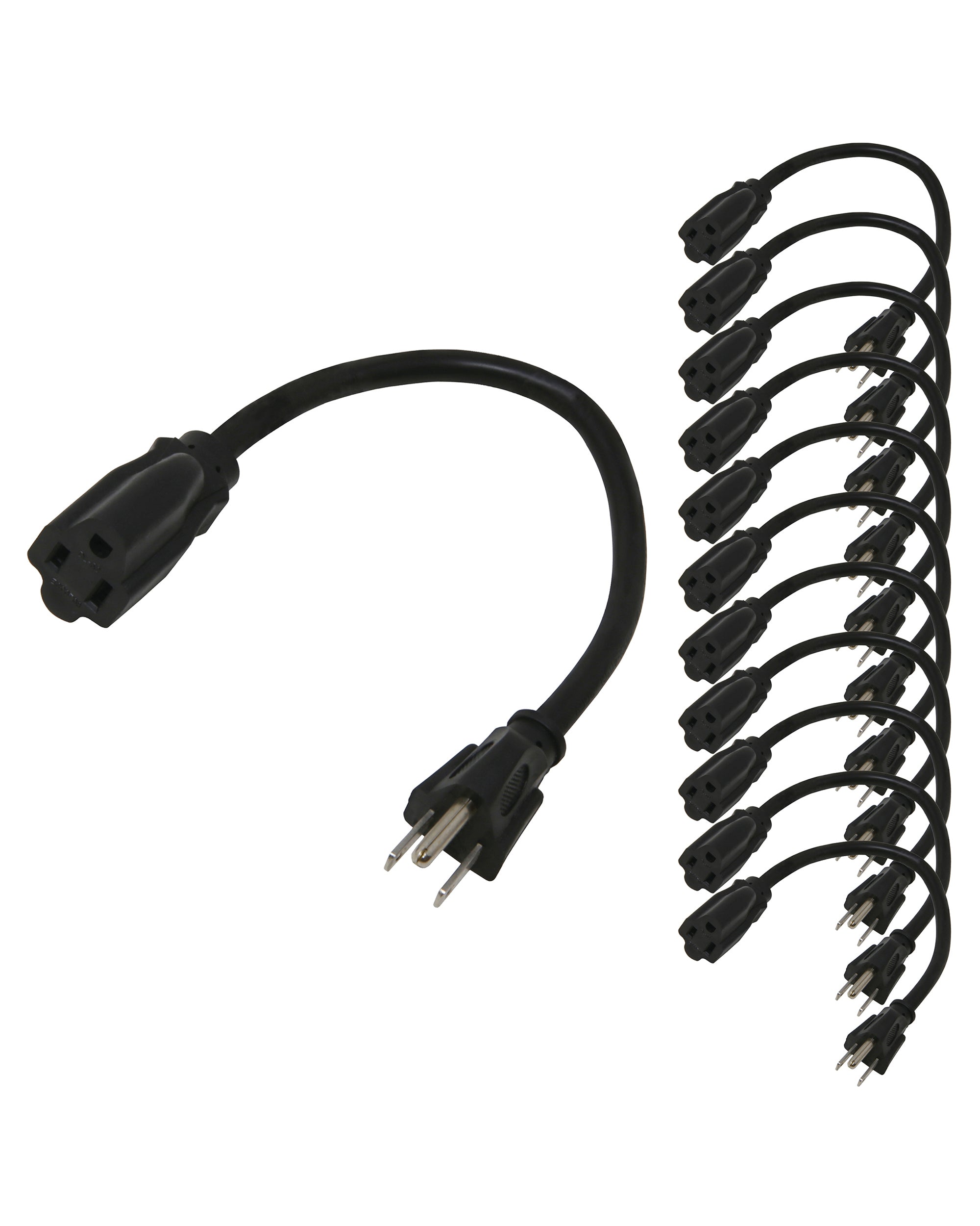 16AWG Power Extension Cord 1ft, 12-Pack | Lightkiwi