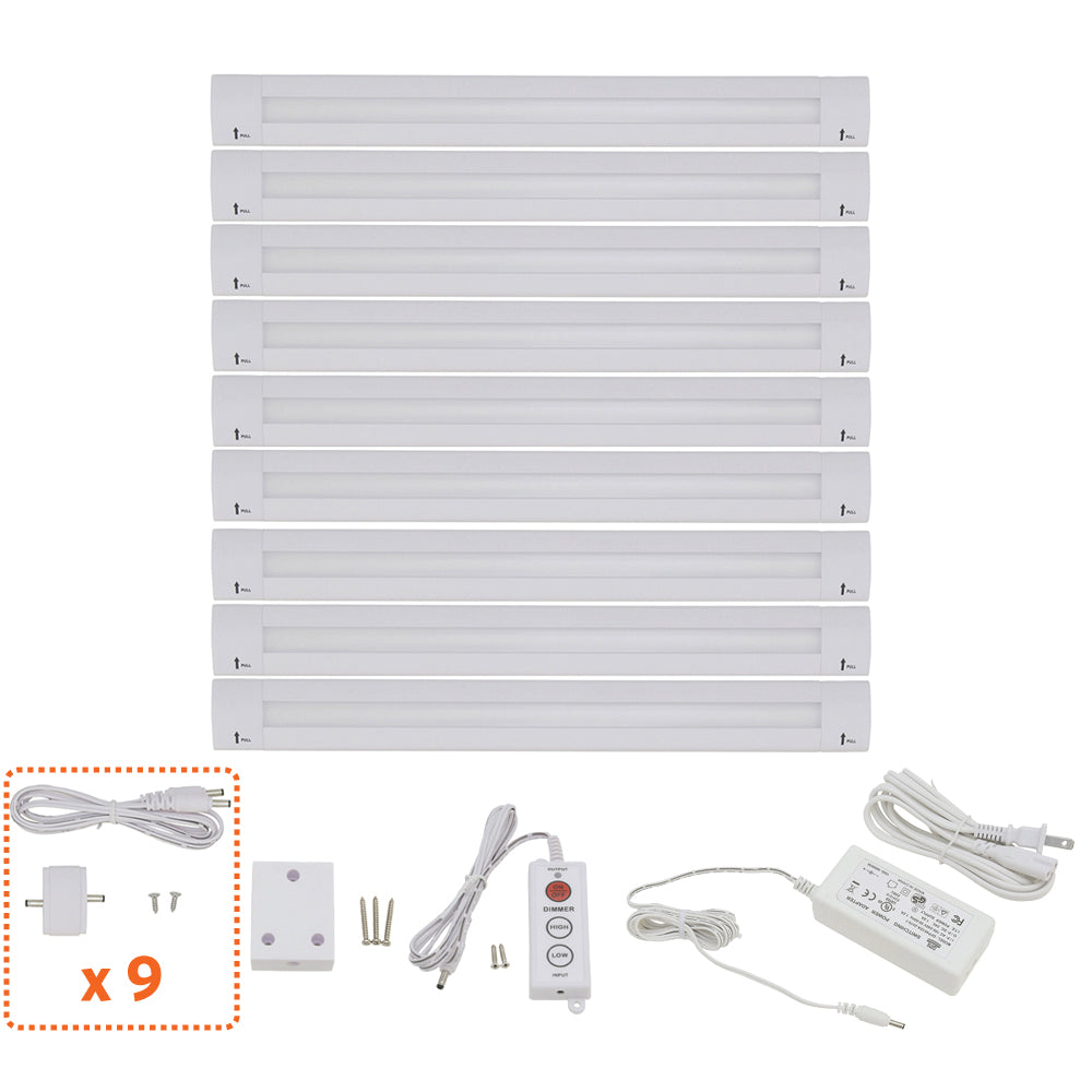 Lilium 12 Inch Cool White Modular LED Under Cabinet Lighting - Pro Kit (9 Panels)