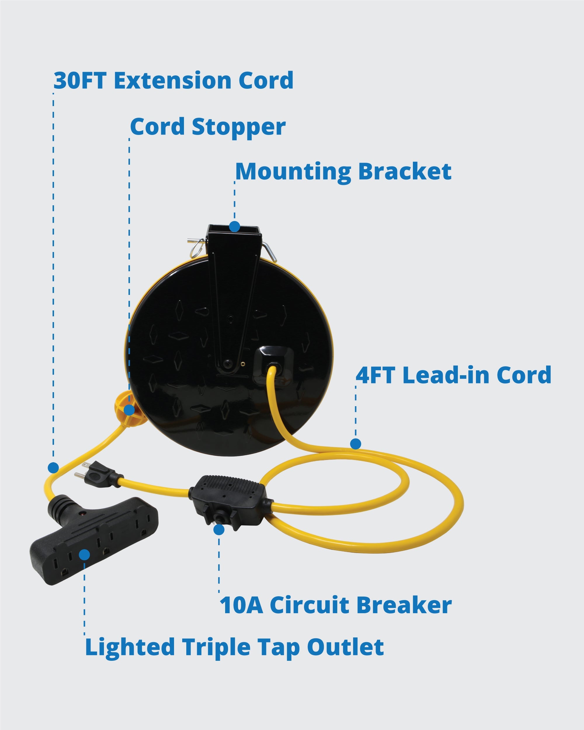 30 ft Retractable Extension Cord Reel