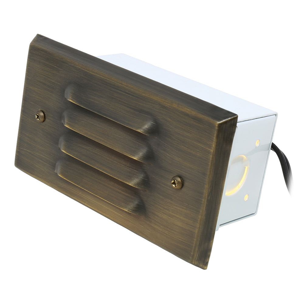 Subtle Louvered Step Light for Low Voltage Landscape Lighting [Brass]