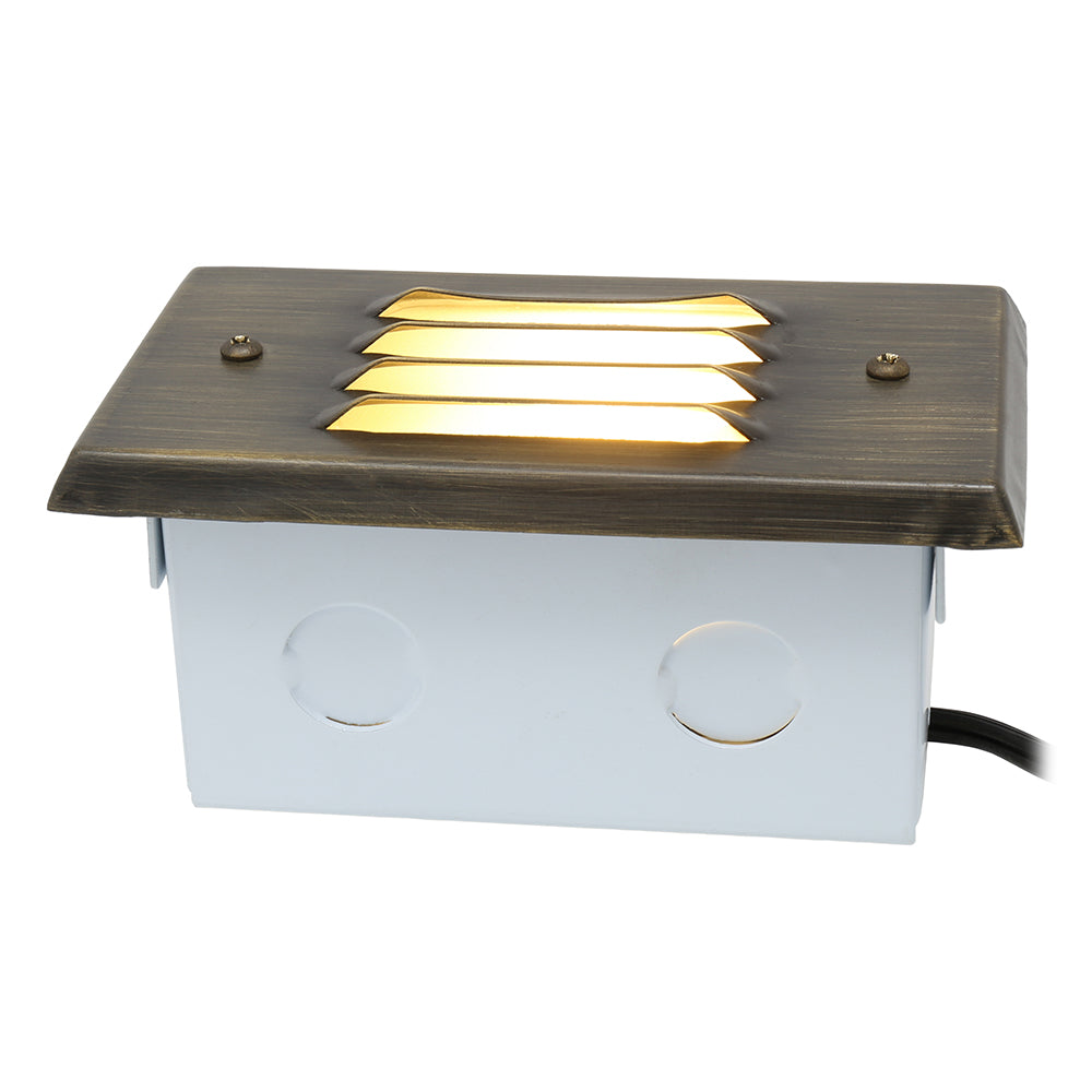 Subtle Louvered Step Light for Low Voltage Landscape Lighting [Brass]