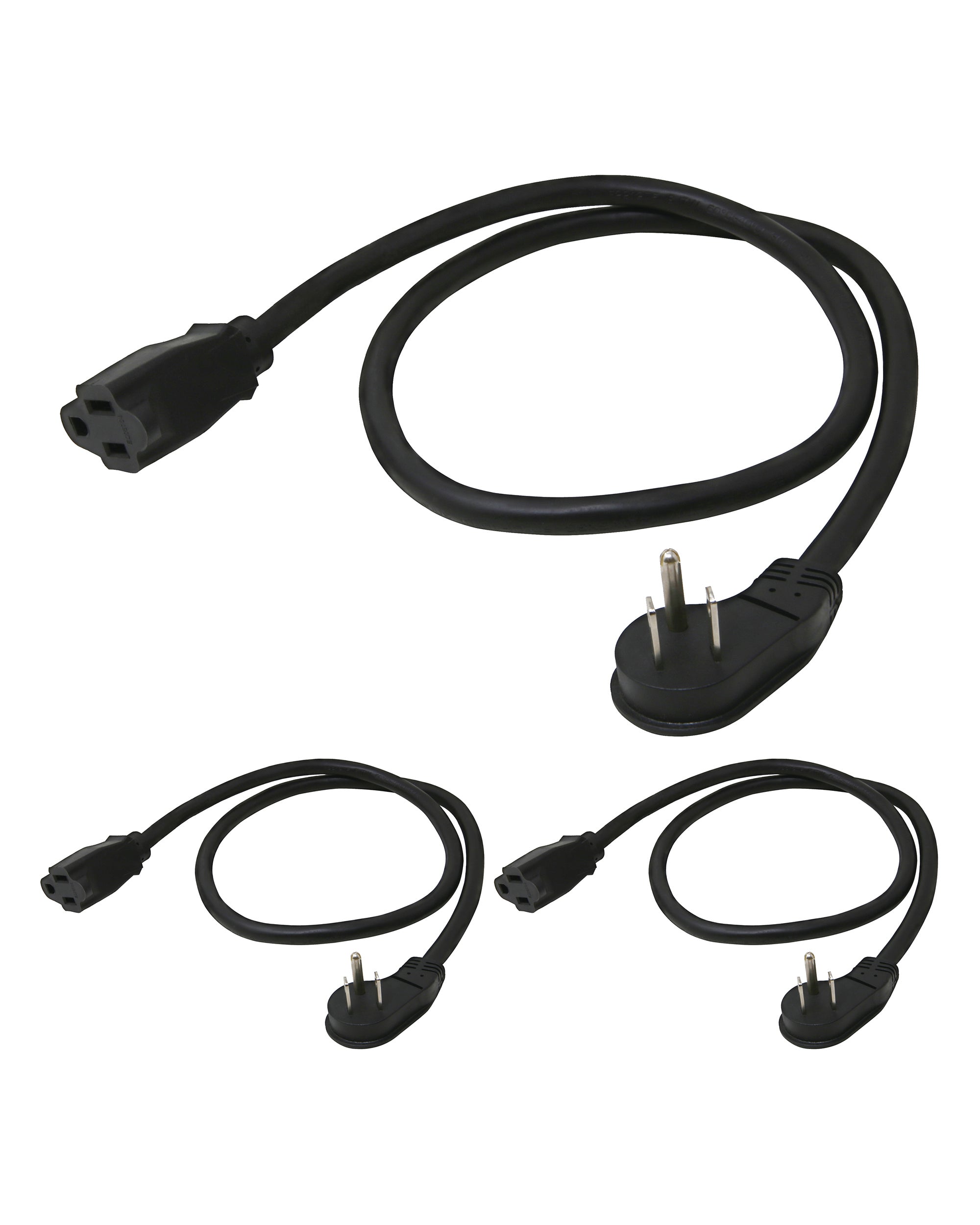 14AWG Flat Plug Power Extension Cord 3ft, 3-Pack