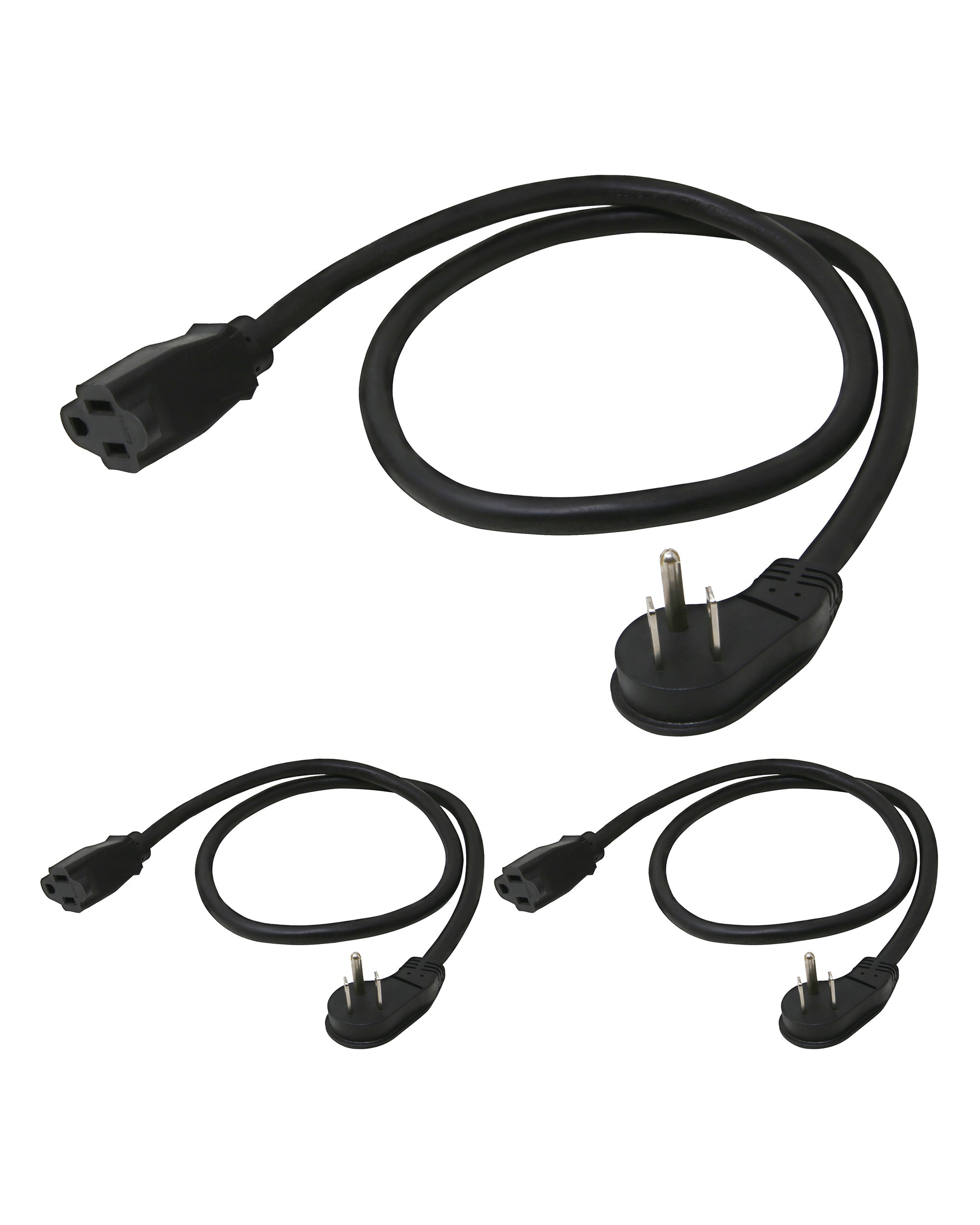 16AWG Flat Plug Power Extension Cord 3ft, 3-Pack
