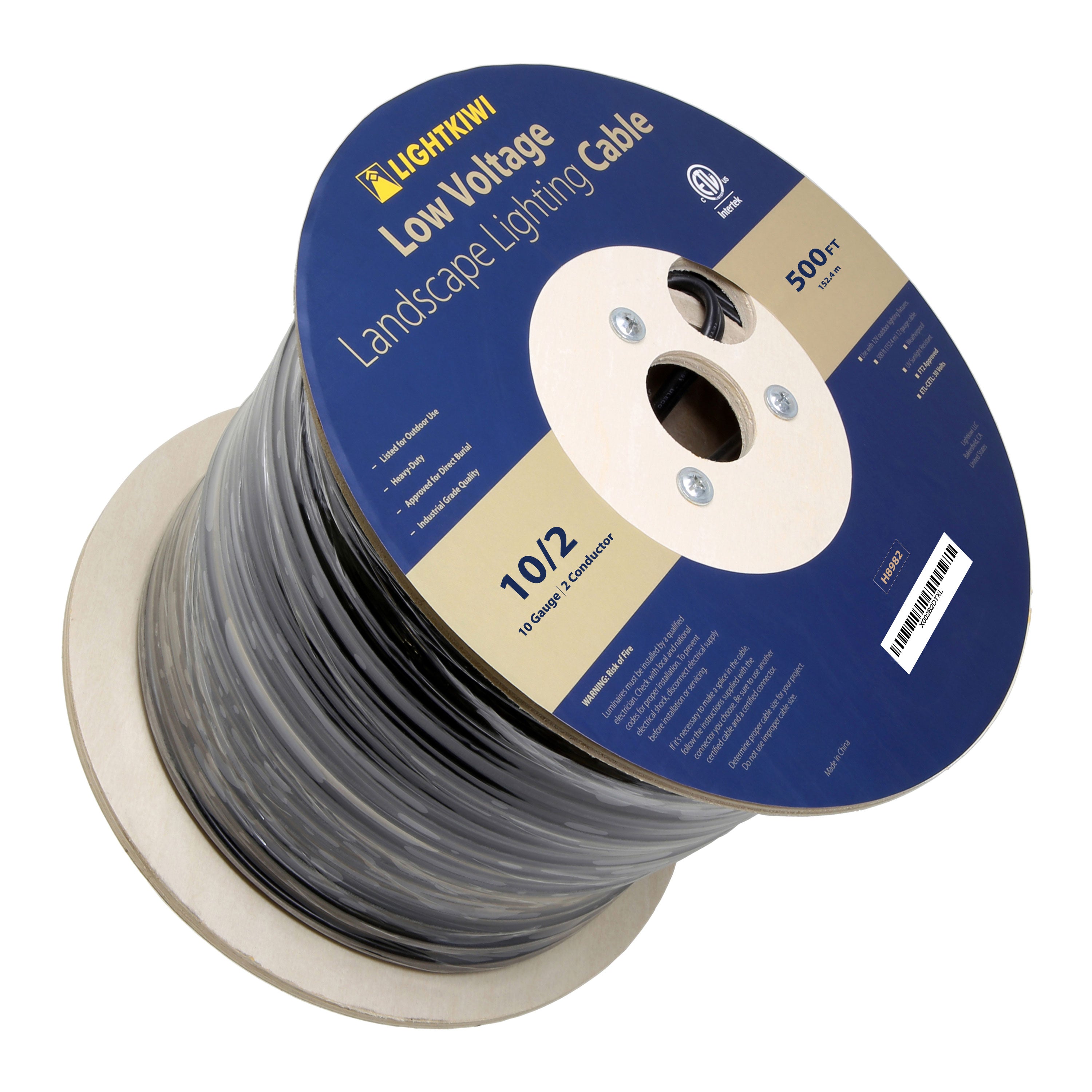 10AWG 2-Conductor Direct Burial Wire for Low Voltage Landscape Lighting, 500ft
