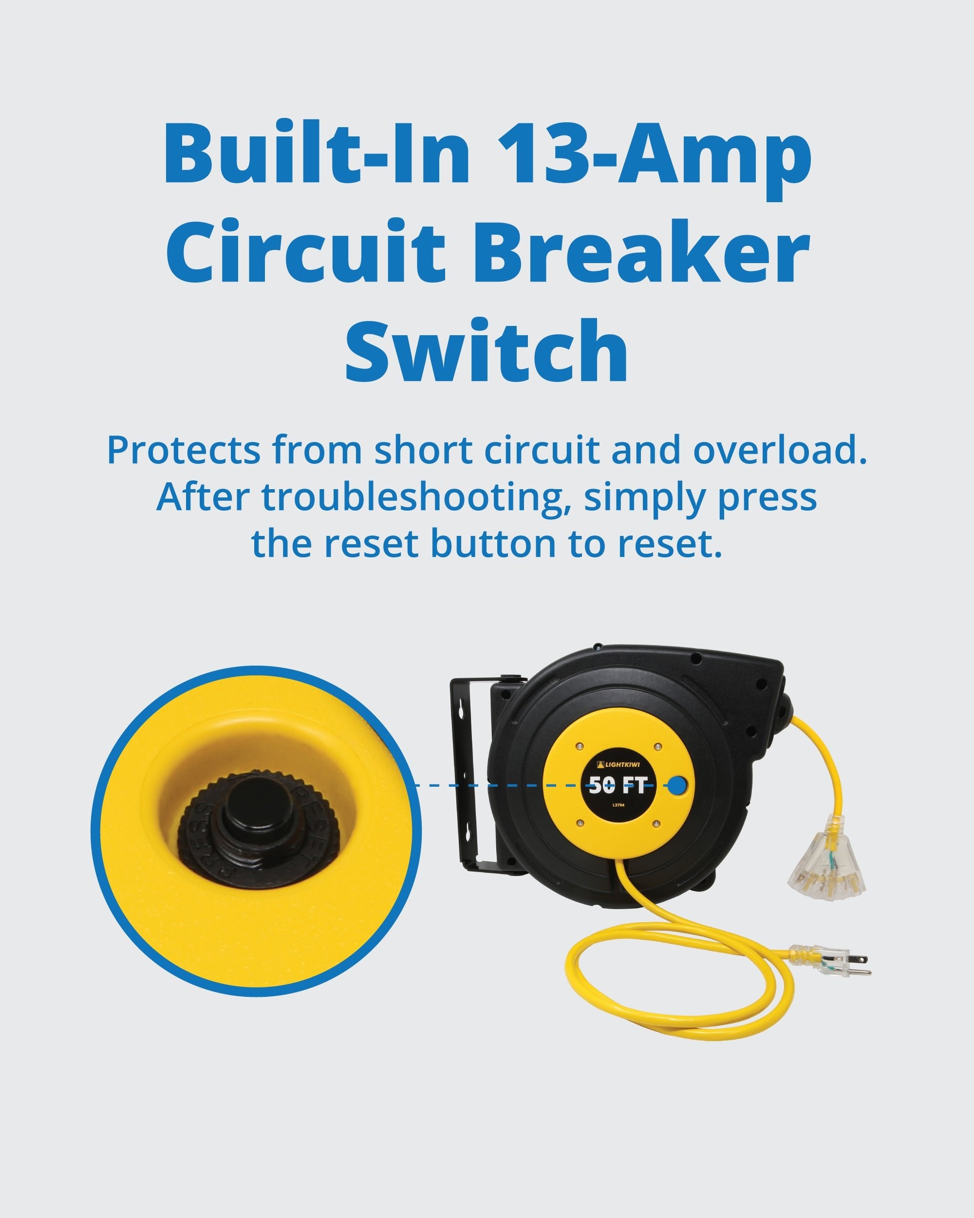 retractable extension cord reel 50ft - 6
