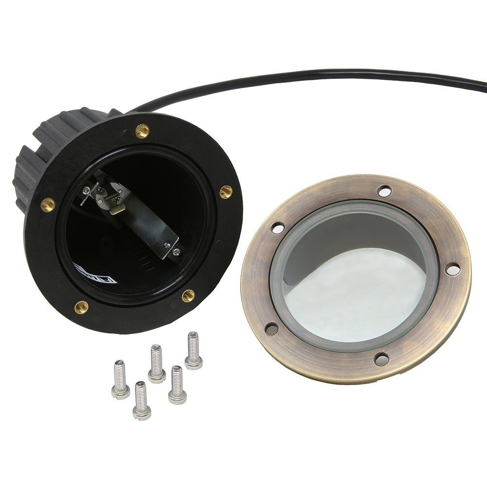 In-Ground Well Light w/ Angle Shield for Low Voltage Landscape Lighting [Brass]