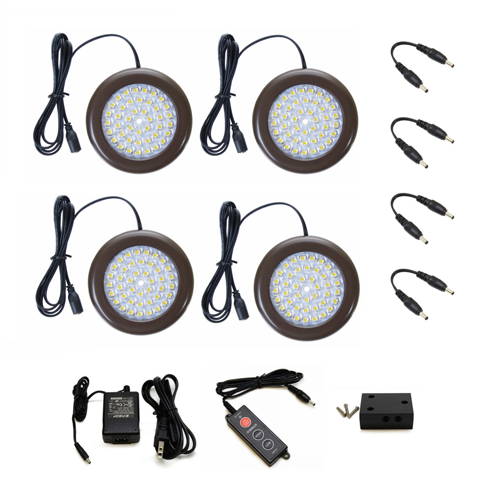 3.5 inch Warm White LED Puck Light - Standard Kit (4 Pack) | Lightkiwi