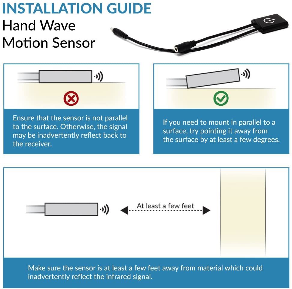Hand Wave Motion Sensor (IR) for Modular LED Under Cabinet Lighting - Touchless Power / Dimming Control