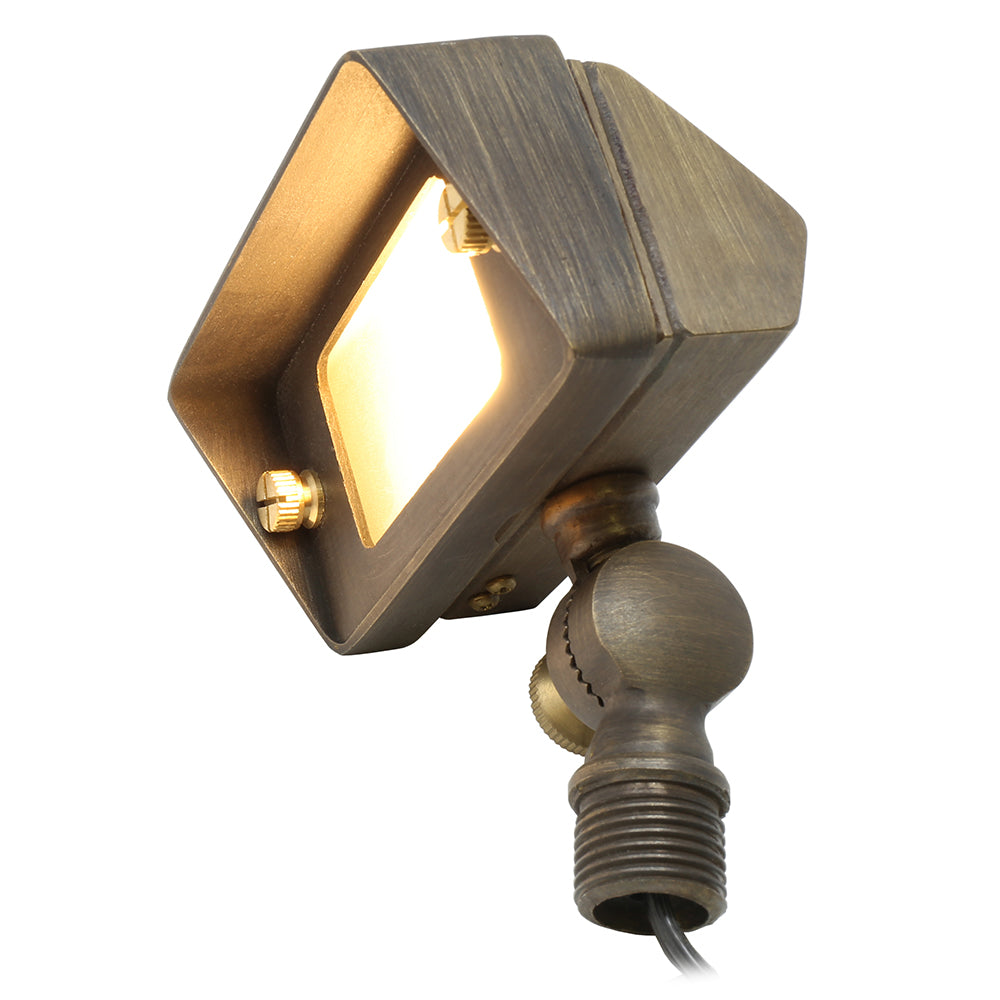 Super Efficiency Flood Light & Wall Wash for Low Voltage Landscape Lighting [Brass]