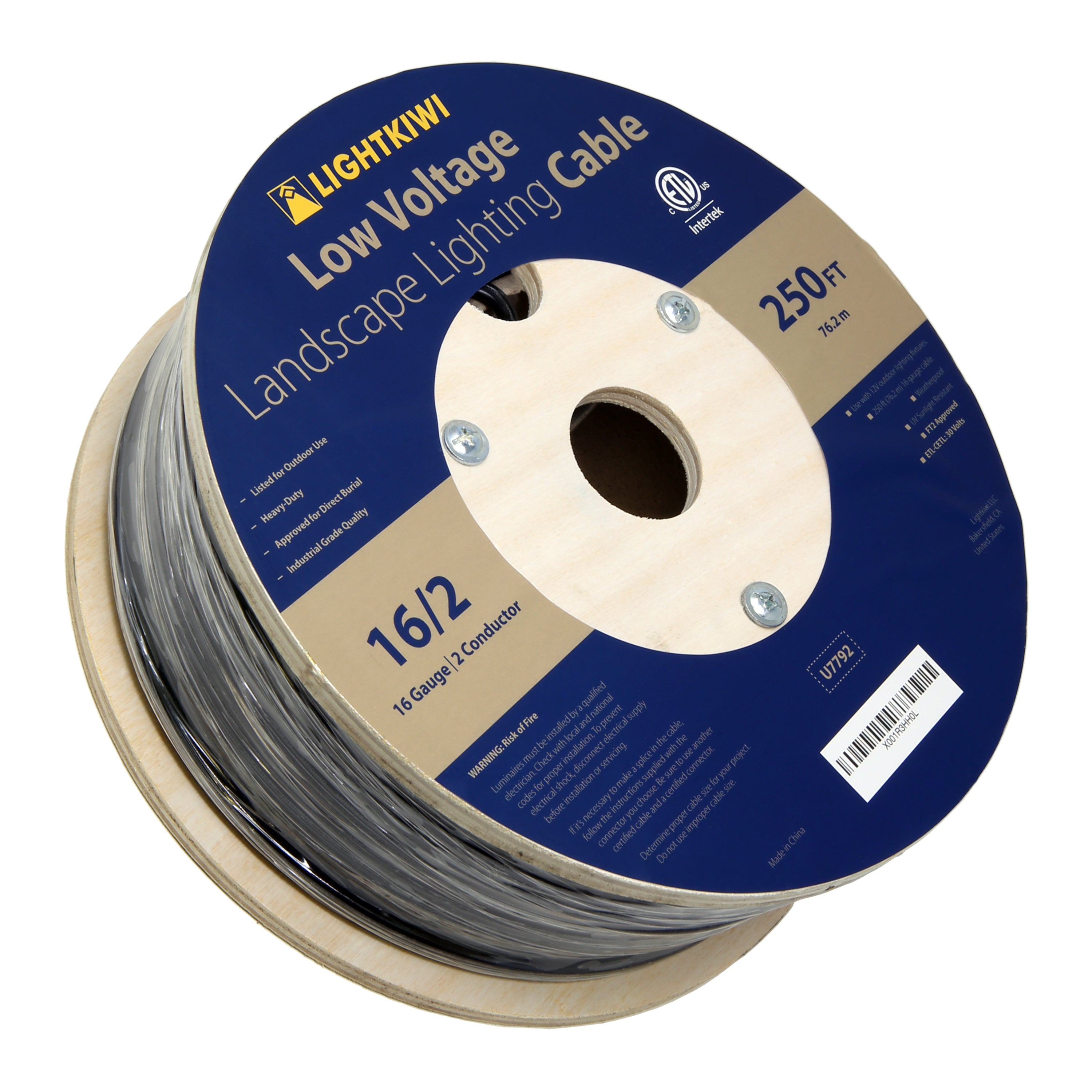 16AWG 2-Conductor Direct Burial Wire for Low Voltage Landscape Lighting, 250ft