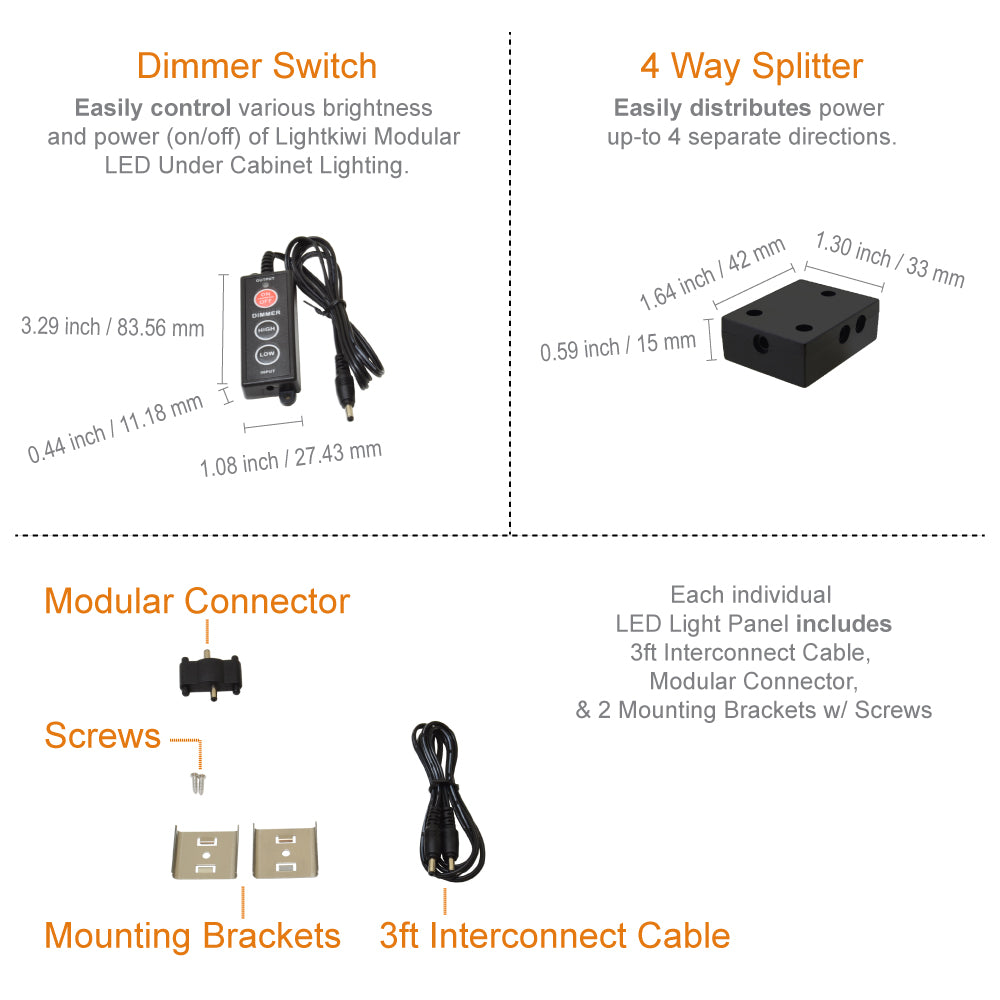 6 Inch Cool White Modular LED Under Cabinet Lighting - Premium Kit (3 Panels) | Lightkiwi